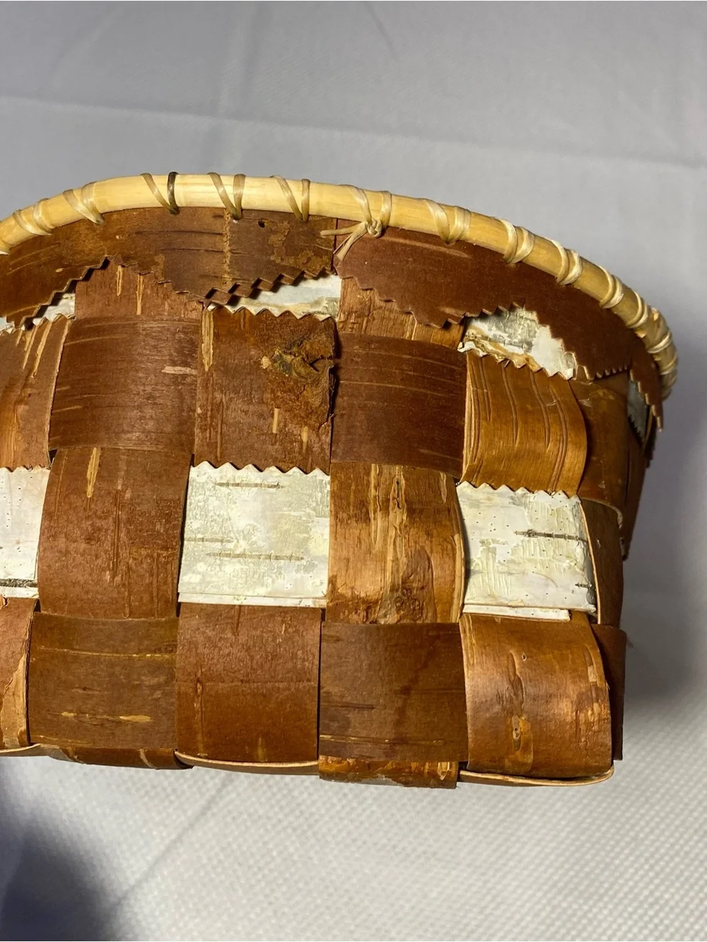 Hand Crafted Brown and Cream Woven Storage Basket